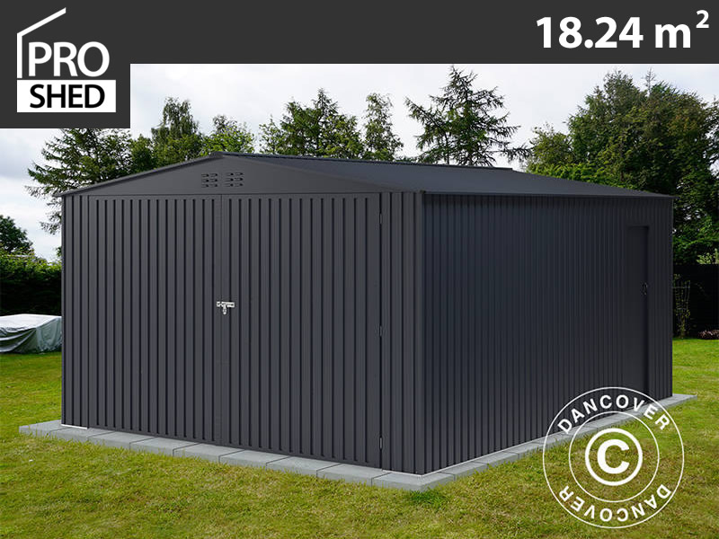 Caseta de jardin 3,4x3,82x2,05m ProShed®, Aluminio Gris - Dancovershop ES